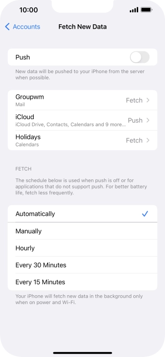 If you turn off the function, press the required setting.