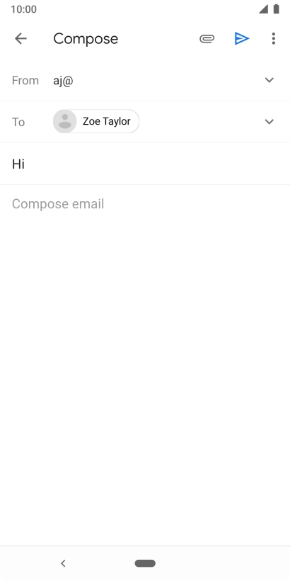 Press the text input field and write the text for your email message.