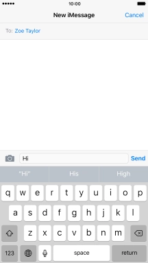 Press Send when you've finished your iMessage.