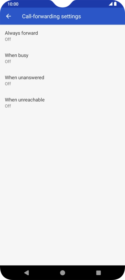 Press the required divert type.
