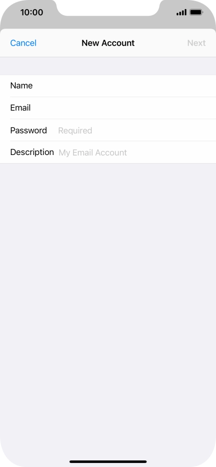 Press Password and key in the password for your email account.