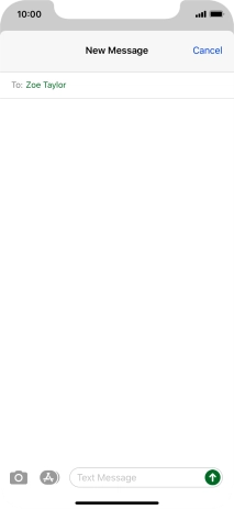 Press the text input field and write the text for your text message.