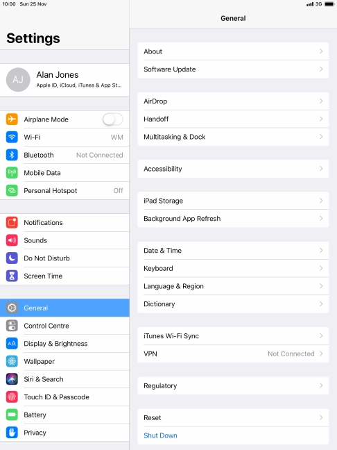Press Software Update. If a new software version is available, it's displayed. Follow the instructions on the screen to update the tablet software.