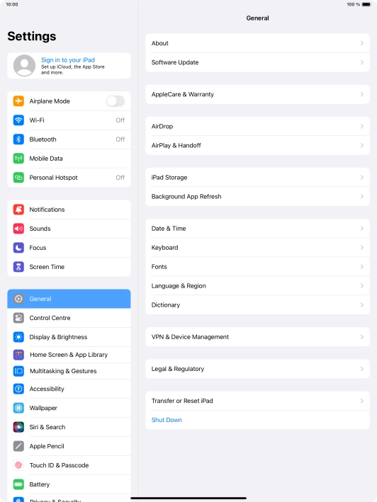 Press Sign in to your iPad. Press Sign in to your iPad.