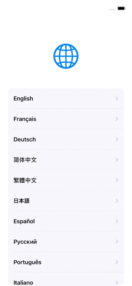 Press the required language. Press the required language.