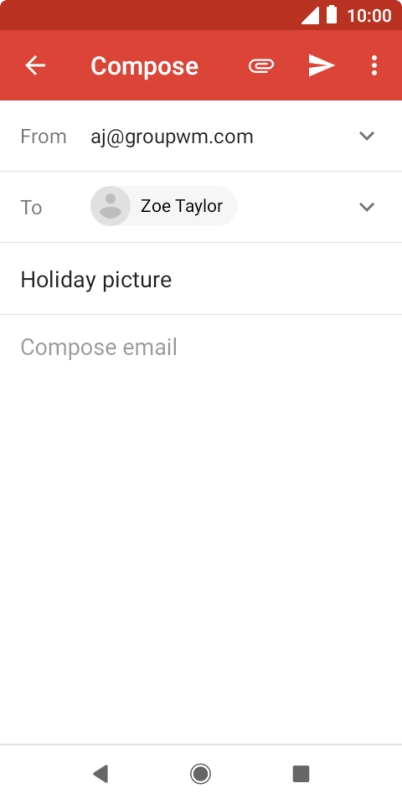 Press the text input field and write the text for your email message. Press the text input field and write the text for your email message.