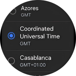Press the required time zone. Press the required time zone.
