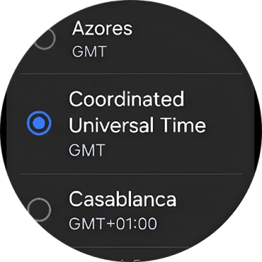 Press the required time zone. Press the required time zone.