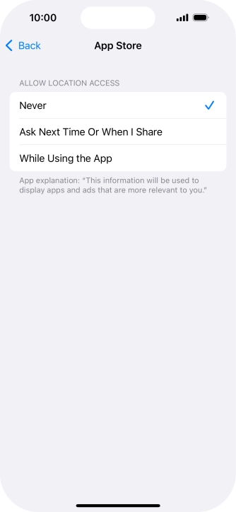 Press the required setting to turn the function on or off.