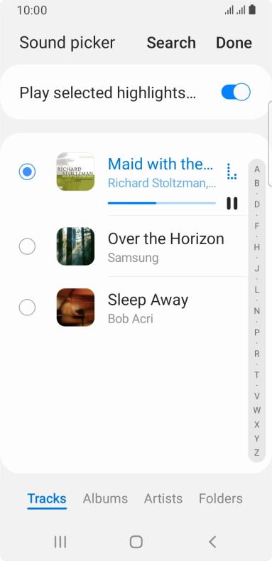 Once you've found a ring tone you like, press Done. Once you've found a ring tone you like, press Done.