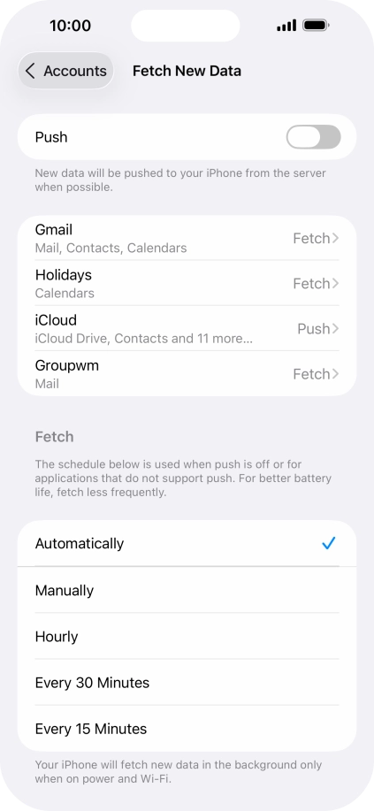 If you turn off the function, press the required setting.