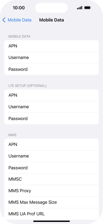 Press APN and key in live.vodafone.com.