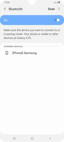 Press the required Bluetooth device and follow the instructions on the screen to pair the device with your phone.