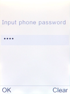 Key in the phone lock code (default is 0000) and press the Navigation key.
