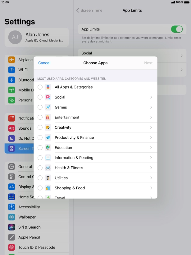 Press the required categories. Press the required categories.