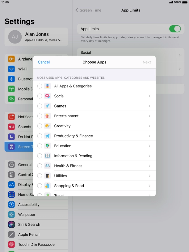 Press the required categories. Press the required categories.