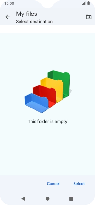 To create a new folder, press the new folder icon and follow the instructions on the screen to create a new folder.
