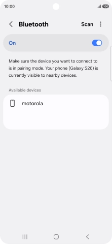 Press the required Bluetooth device and follow the instructions on the screen to pair the device with your phone. Press the required Bluetooth device and follow the instructions on the screen to pair the device with your phone.