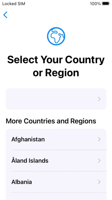 Press the required country or area.