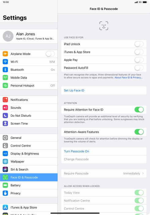 Press Turn Passcode On and key in a lock code of your own choice twice. Press Turn Passcode On and key in a lock code of your own choice twice.