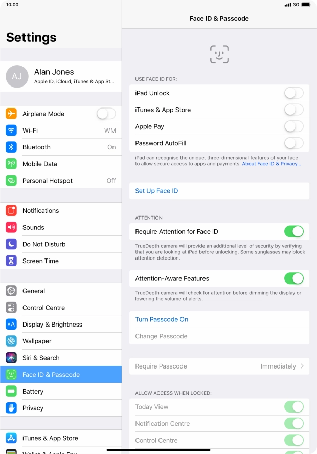 Press Turn Passcode On and key in a lock code of your own choice twice. Press Turn Passcode On and key in a lock code of your own choice twice.