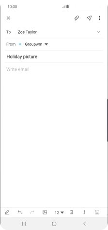 Press the text input field and write the text for your email message.