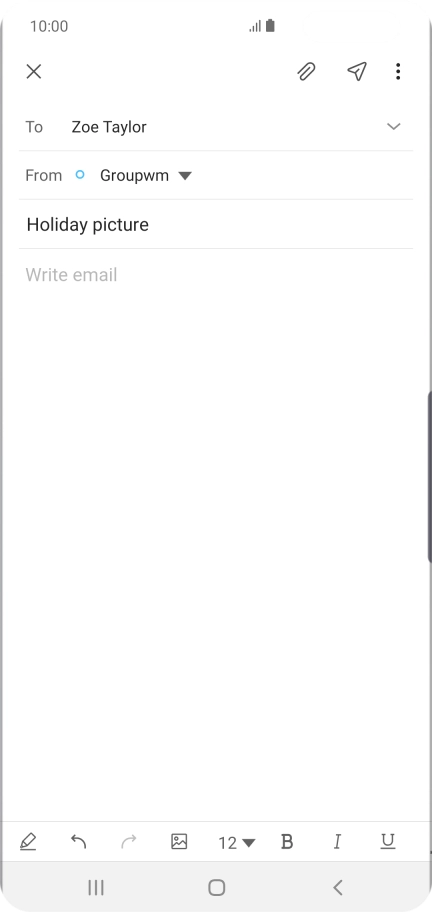 Press the text input field and write the text for your email message.