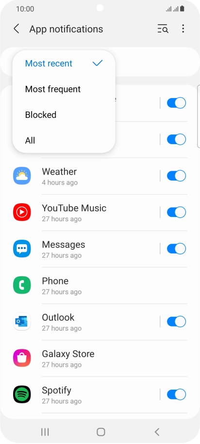 Press the required setting. Press the required setting.