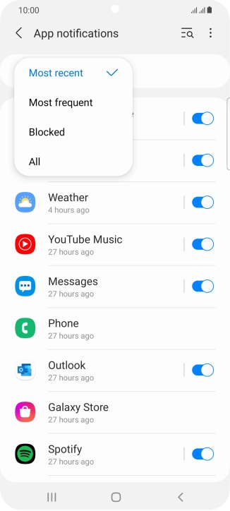 Press the required setting. Press the required setting.