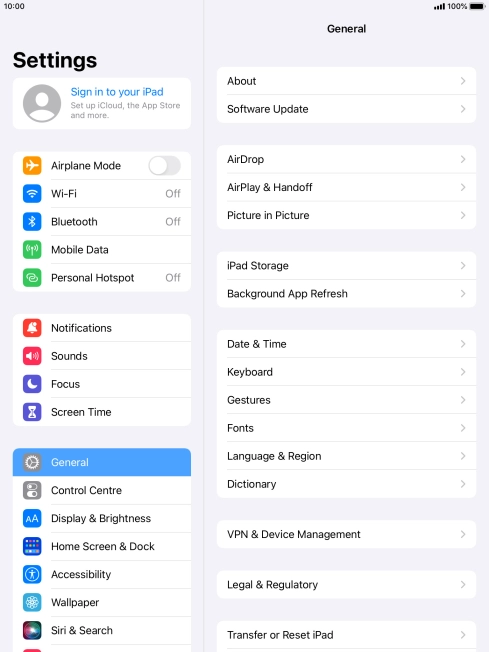Press Sign in to your iPad. Press Sign in to your iPad.