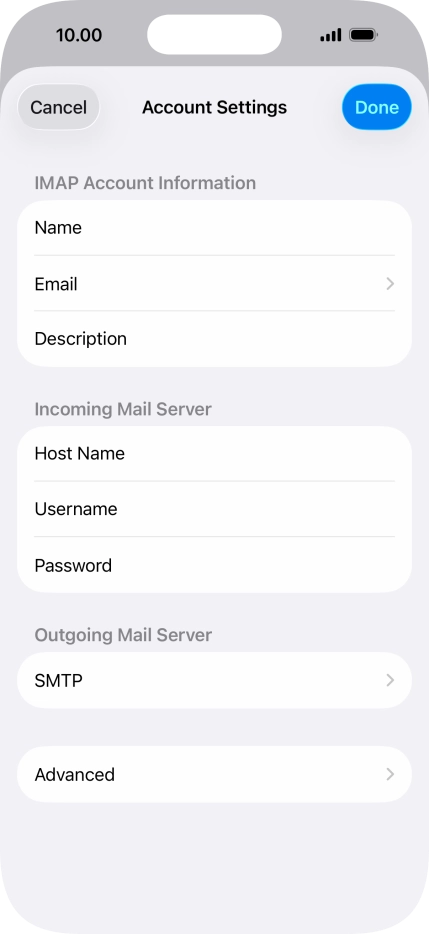 Press SMTP.