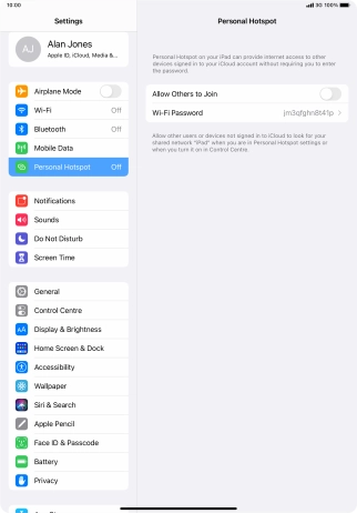 Press Wi-Fi Password and key in the required password.