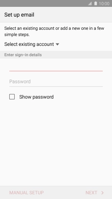 Press Password and key in the password for your email account. Press Password and key in the password for your email account.