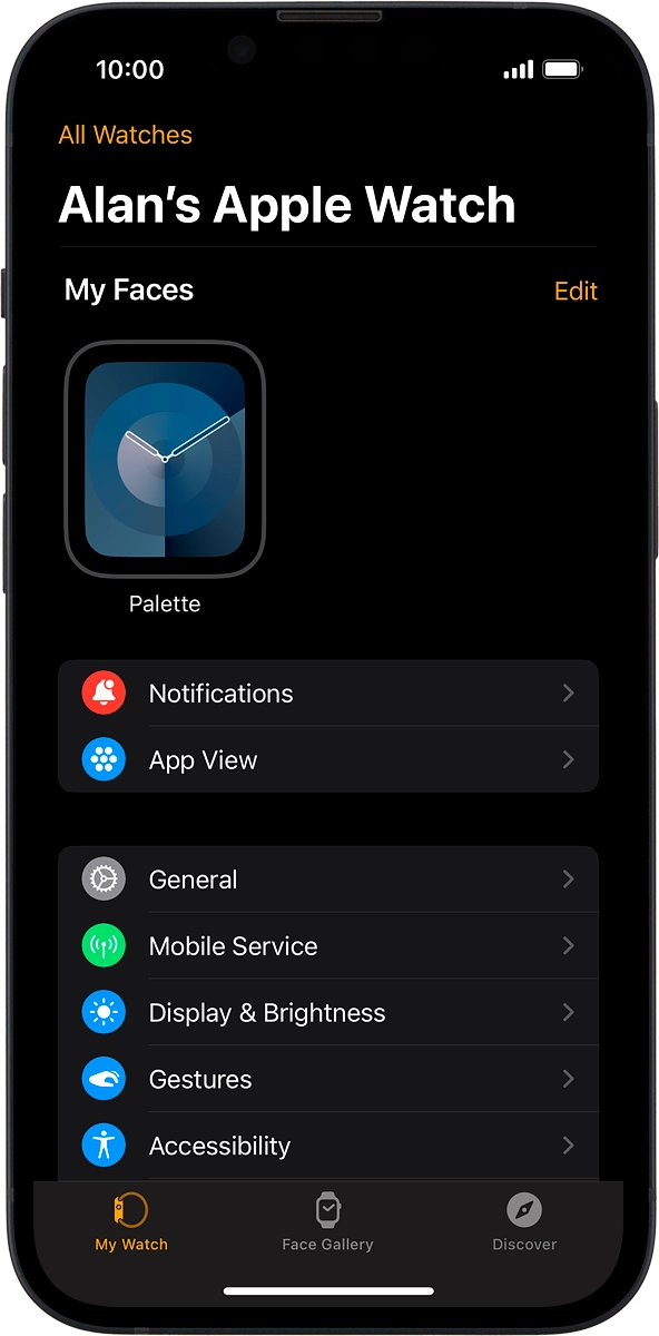 On your phone: Press My Watch.