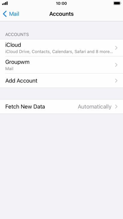 Press the name of the email account you've just set up. Press the name of the email account you've just set up.