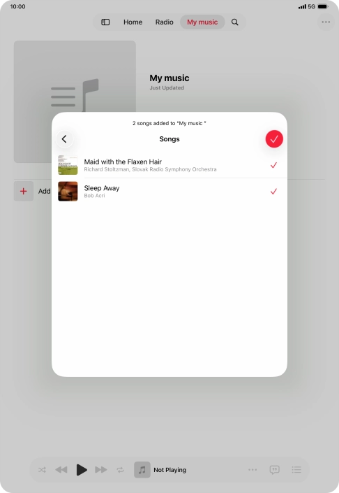 Press the confirm icon.