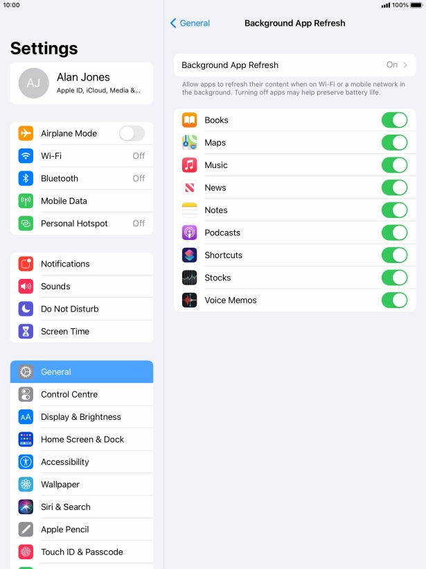 Press Background App Refresh. Press Background App Refresh.