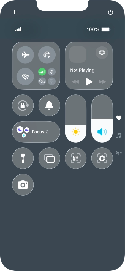 Press the flight mode icon to turn the function on or off. Press the flight mode icon to turn the function on or off.