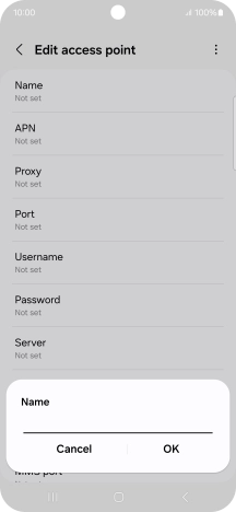Key in Vodafone Internet and press OK.