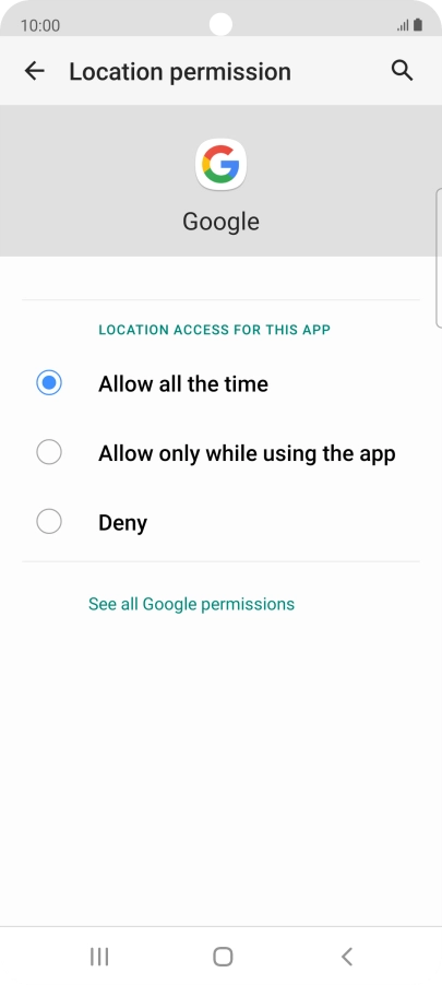 Press the required setting.