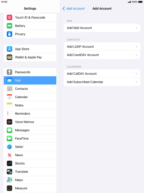Press Add Mail Account. Press Add Mail Account.