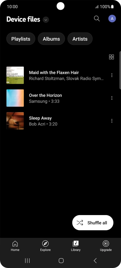Press the required audio file.