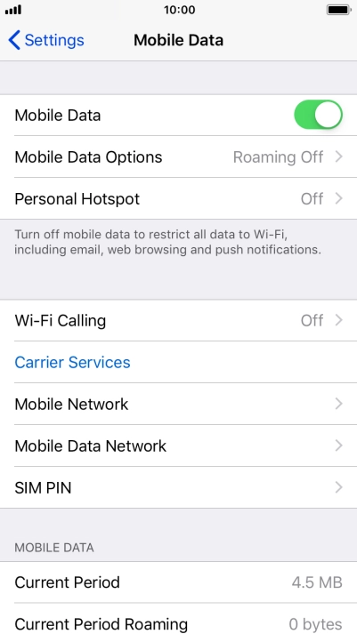 The total data usage is displayed next to Current Period.