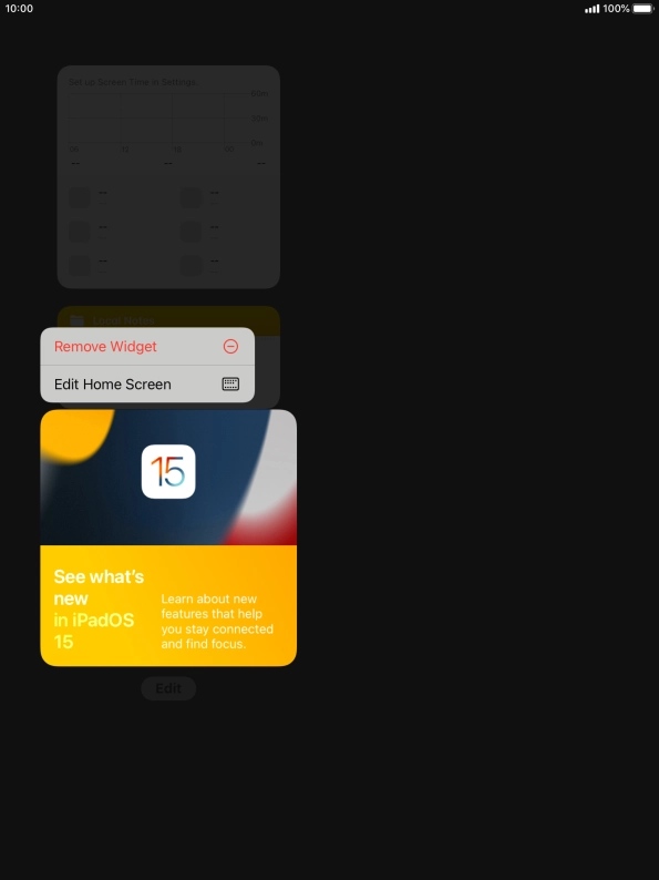 Press Remove Widget.