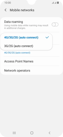Press the required network mode. Press the required network mode.
