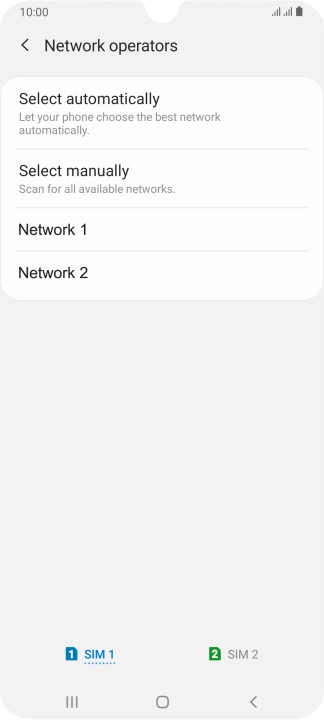 Press the required network.
