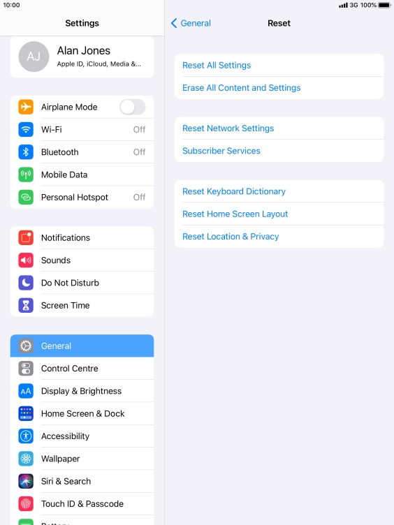 Press Reset All Settings. Press Reset All Settings.