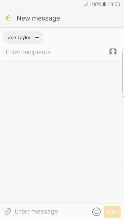 Press the text input field and write the text for your text message.
