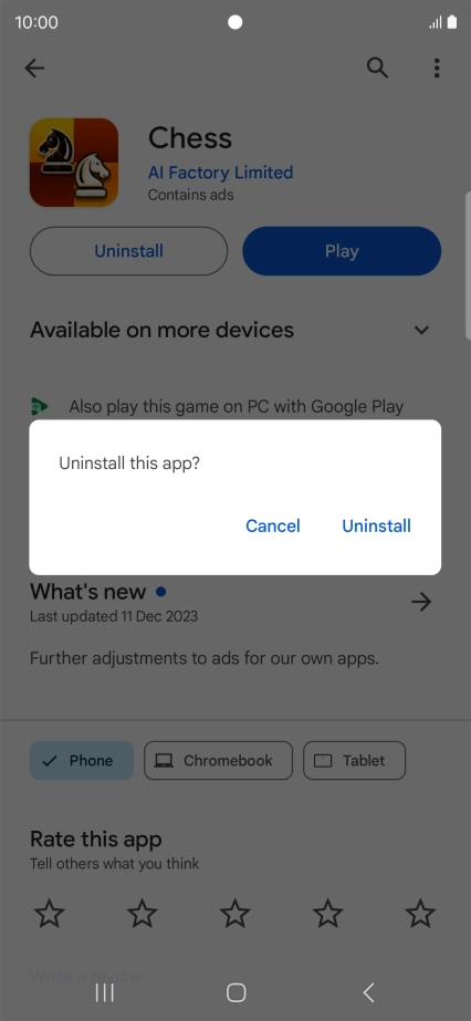 Press Uninstall.