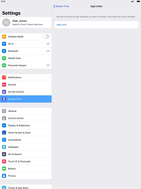 Press Add Limit. Press Add Limit.